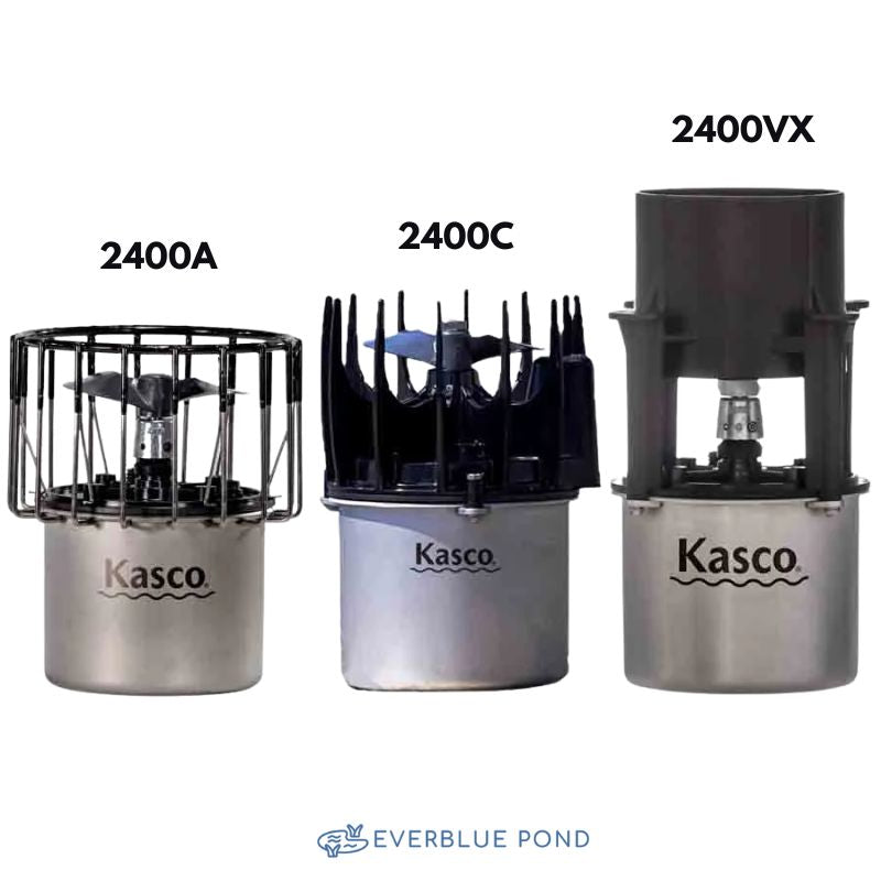 Kasco 2400 Replacement Motor 1/2 HP - 2400A, 2400C, 2400VX Studio Image with EverBlue Pond Logo