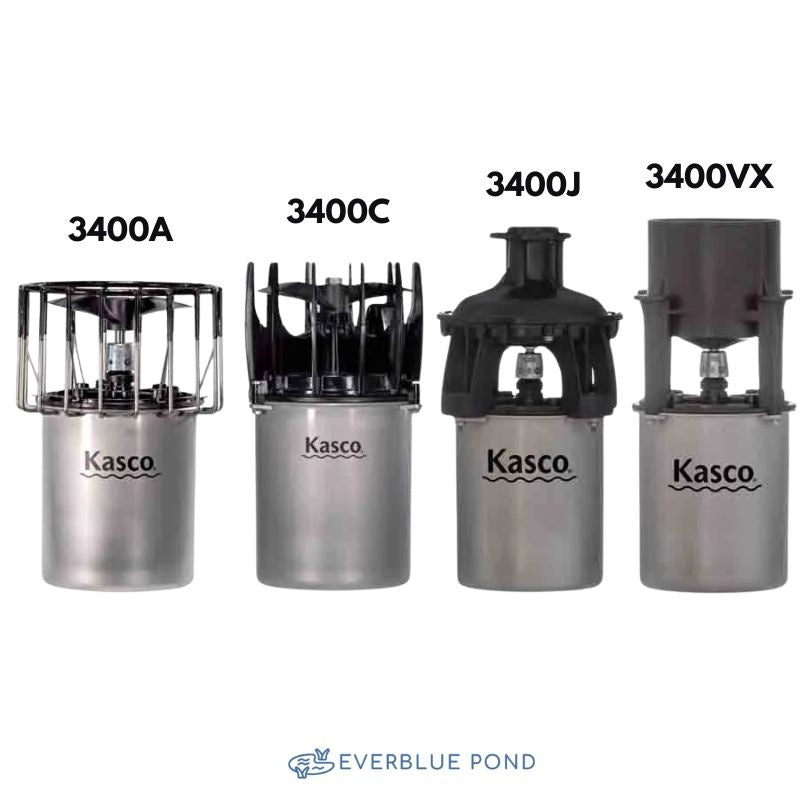 Kasco 3400 Replacement Motor 3/4 HP - 3400A, 3400C, 3400J, 3400VX Studio Image with EverBlue Pond Logo