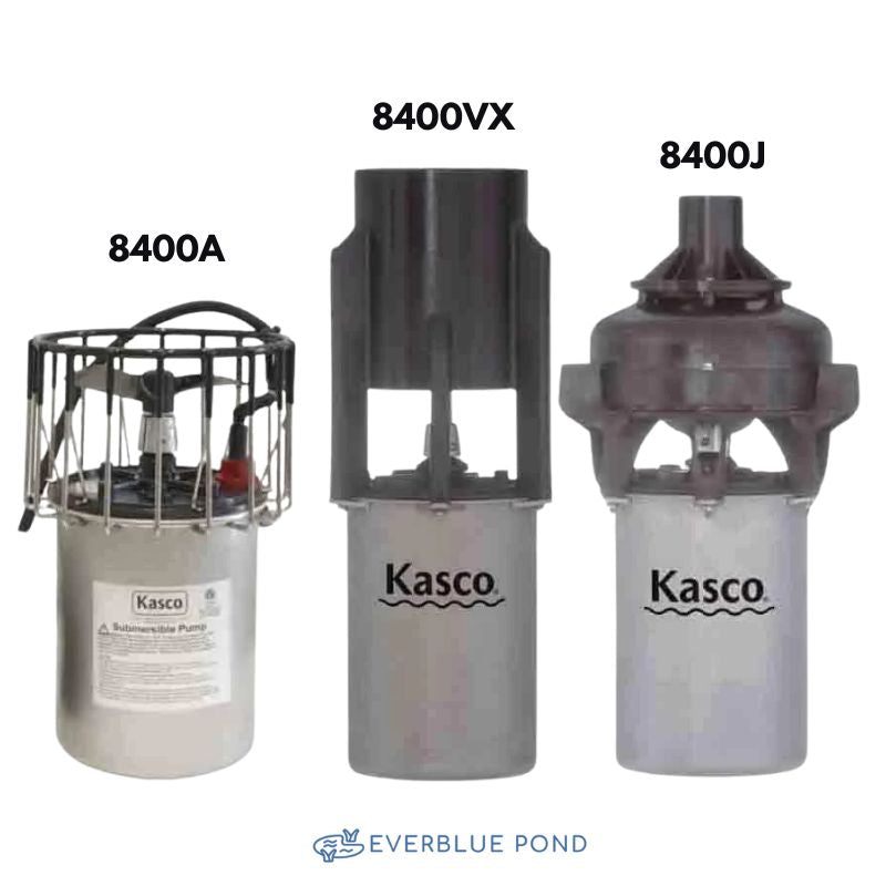 Kasco 8400 Replacement Motor 2 HP - 8400A, 8400J, 8400VX Studio Image with EverBlue Pond Logo