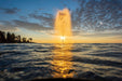 Kasco J Series Floating Fountain - On Water With Beautiful Sunset Facing The Fountain