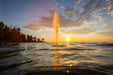 Kasco J Series Floating Fountain - On Water with Beautiful Sunset at the Backrgound