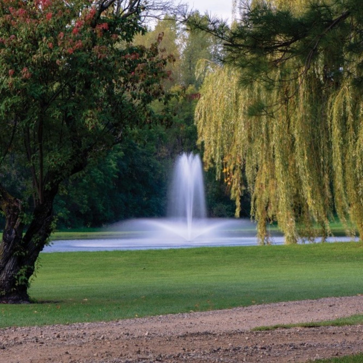 Kasco J Series Fountain Masterpiece Bundle - On Water with Trees at the Background