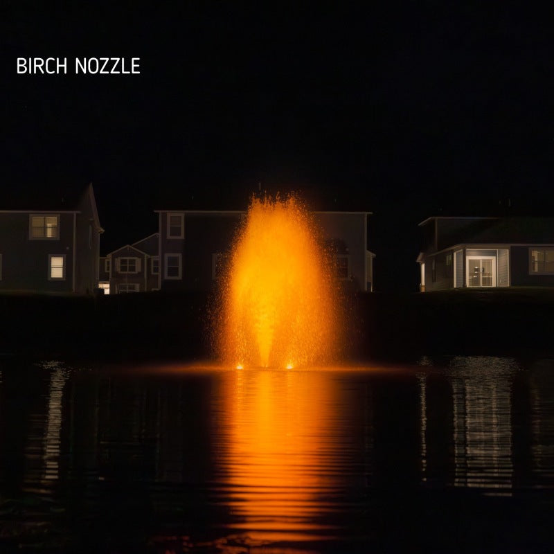 Kasco J Series Fountain with Birch nozzle and amber LED lighting