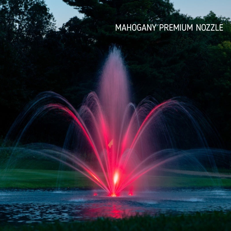Kasco J Series Fountain with Mahogany Premium nozzle red light display