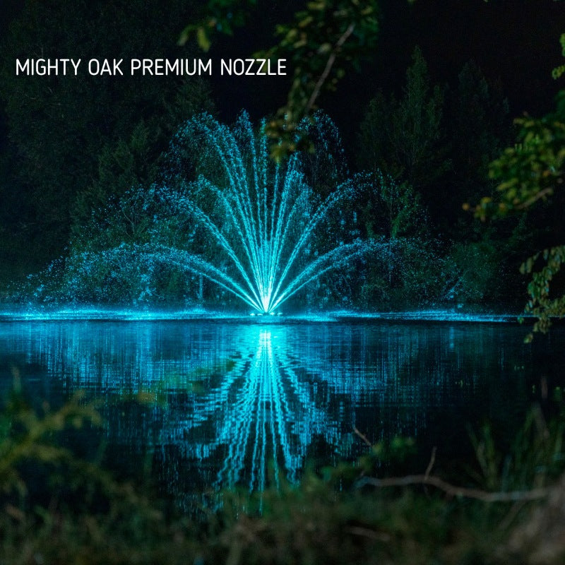 Kasco J Series Fountain with Mighty Oak Premium nozzle blue light display