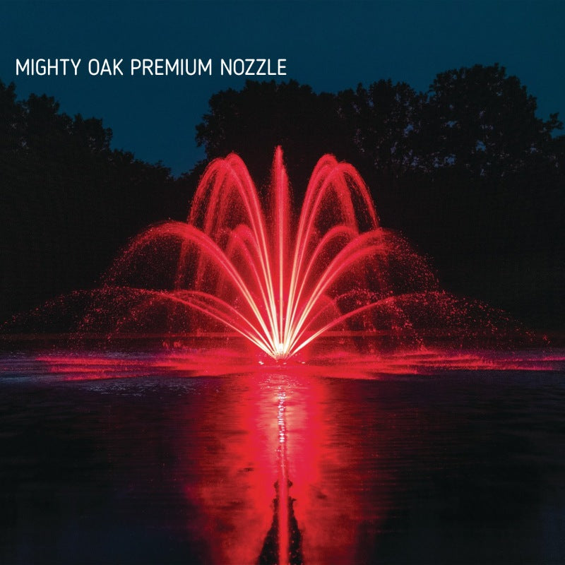 Kasco J Series Fountain with Mighty Oak Premium nozzle red illuminated spray