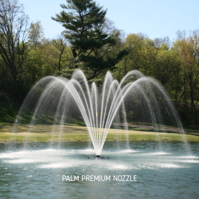 Kasco J Series Fountain with Palm Premium Nozzle close-up spray pattern in daytime