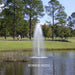 Kasco J Series Fountain with Redwood Nozzle spray pattern in daytime golf course pond setting