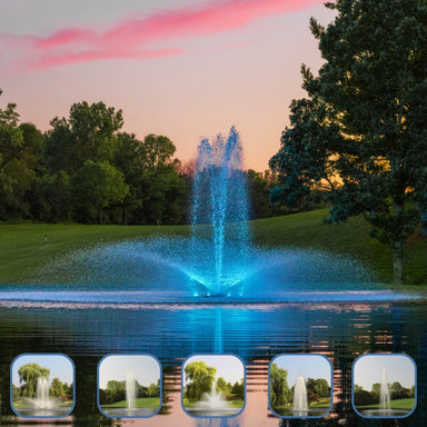Kasco J Series Fountain with multiple spray patterns swatches