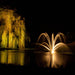 Kasco Magnolia Premium Fountain Nozzle with warm white LED lighting at night