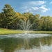Kasco Mighty Oak Fountain Masterpiece Bundle spray pattern in daytime autumn golf course pond setting