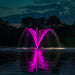 Kasco Palm Premium Fountain Nozzle with pink LED lighting in nighttime pond