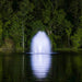Kasco RGBW LED Lighting - W25 White LED Lighting System illuminating a pond fountain with bright white light at night
