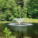 Kasco VFX Aerating Fountain operating in a natural pond surrounded by dense green trees