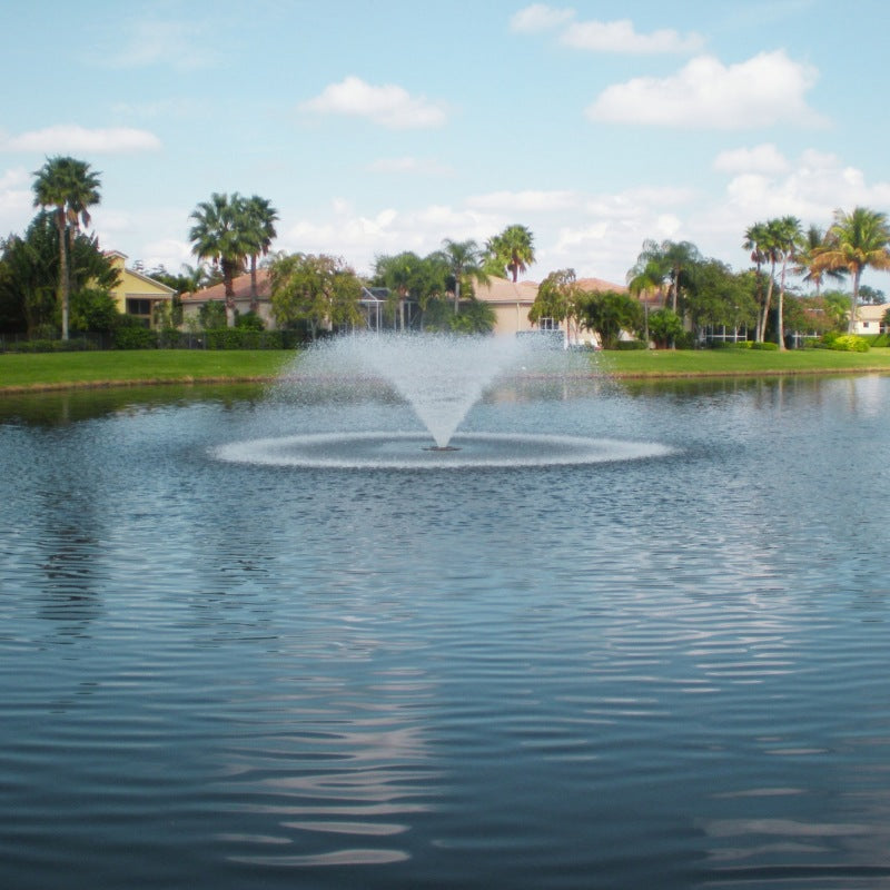 Kasco VFX aerating fountain daytime spray pattern in residential pond
