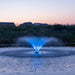 Kasco VFX aerating fountain with blue LED lighting reflecting on water