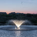 Kasco VFX aerating fountain with warm white LED lights illuminating spray pattern