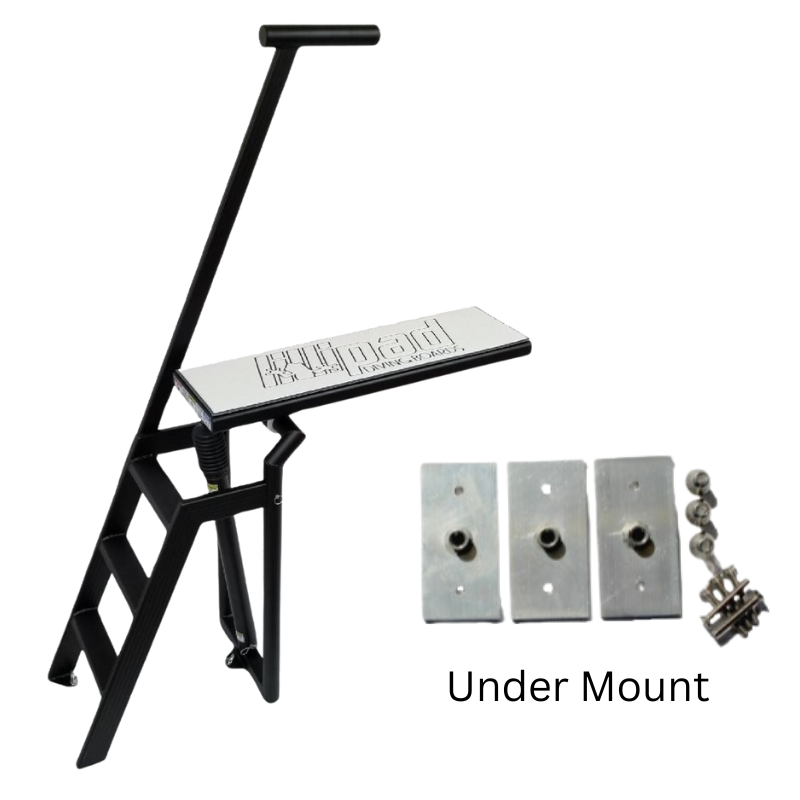 Lillipad Pontoon Diving Board - Black Powder Coat - showing  cool gray and dark gray board and under mount kit