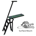 Lillipad Pontoon Diving Board - Black Powder Coat - showing  dark gray and island green board and surface mount kit