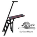 Lillipad Pontoon Diving Board - Black Powder Coat - showing  dark gray and ruby red board and surface mount kit