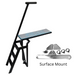 Lillipad Pontoon Diving Board - Black Powder Coat - showing  storm gray and bahama blue board and surface mount kit
