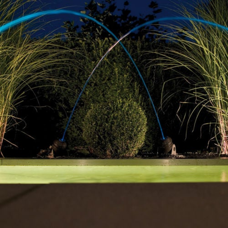 Oase Water Jet Lightning Fountain - On Display with Blue Led Light