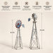Outdoor Water Solutions Decorative Backyard Windmill features and dimensions showing 8.3 ft and 11.6 ft galvanized steel windmill options