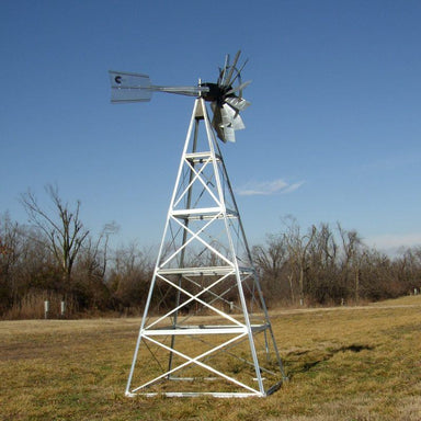Outdoor Water Solutions Deluxe Windmill Pond Aerator - Full view of the 4 Leg Windmill System