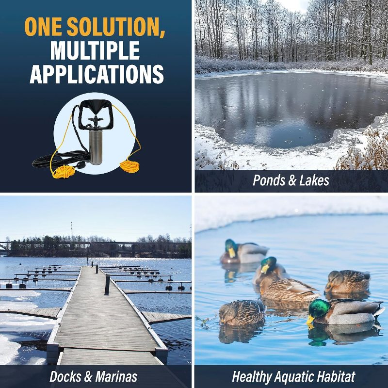 Outdoor Water Solutions Ice-Away applications for ponds, lakes, docks, marinas and healthy aquatic habitats