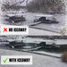 Outdoor Water Solutions Ice-Away before-and-after comparison showing open water around docks during winter operation