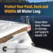 Outdoor Water Solutions Ice-Away keeping water open around a snowy dock to help prevent ice damage and support aquatic life