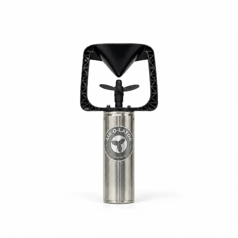 Outdoor Water Solutions Ice-Away stainless steel underwater de-icer with propeller and protective upper frame
