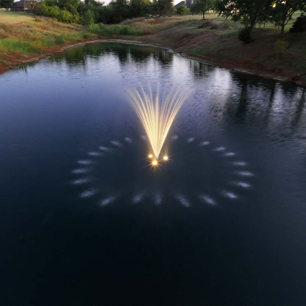 PondSelect Eco Series 1/2 HP Pond Fountain - Wide Arch Spray Pattern with LED Lights