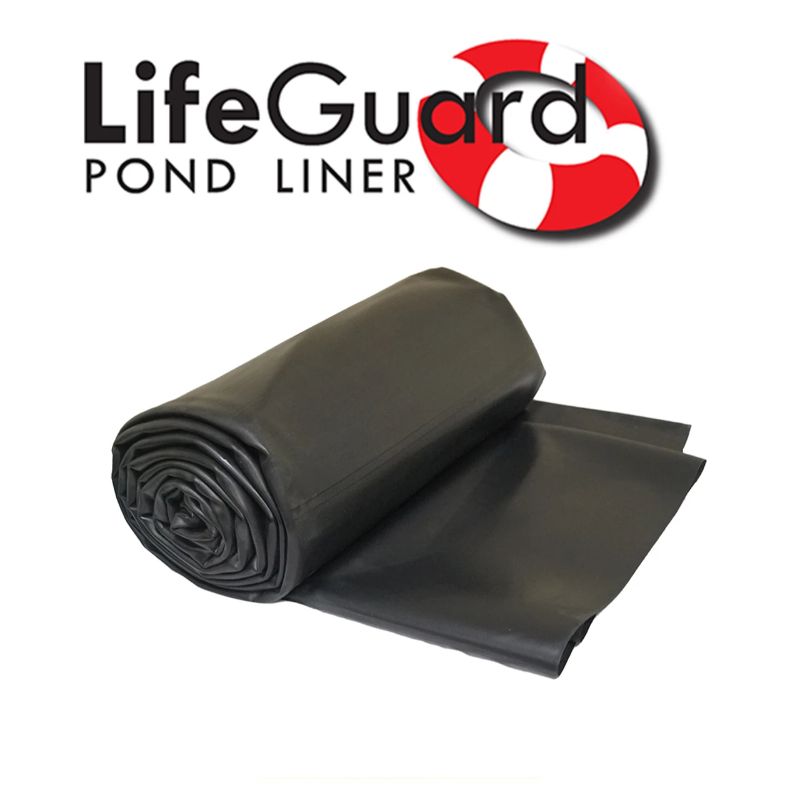Savio Pond Free Waterfall Packages LifeGuard pond liner shown rolled and partially unfolded