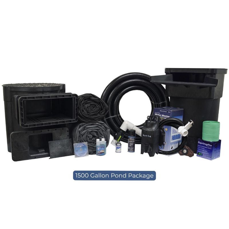 Savio Pond Packages 1500 Gallon Pond Package with liner, filtration system, pump, tubing, skimmer, and pond accessories