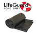 Savio Pond Packages LifeGuard pond liner shown rolled and partially unfolded on a white background