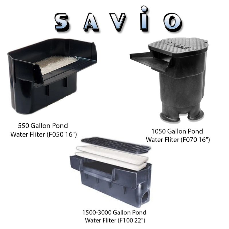 Savio Pond Packages Savio pond water filter options for 550, 1050, and 1500 to 3000 gallon ponds