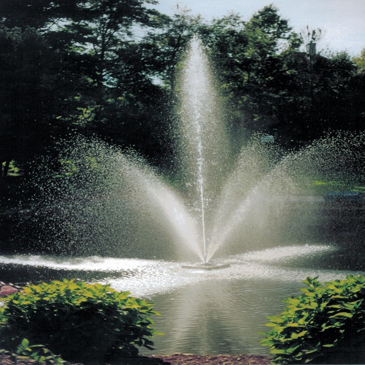 Scott Aerator Clover Fountain Masterpiece Bundle – Clover Fountain on Water Display with a Close up View of the Spray Pattern