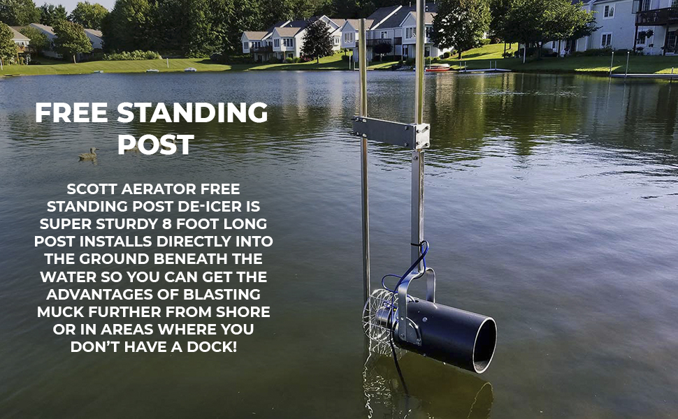 Scott Aerator Dock Mount De-Icer Free Standing Post On Water 