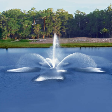 Vertex FanJet Floating Fountain Series On Water With Beautiful Spray Pattern