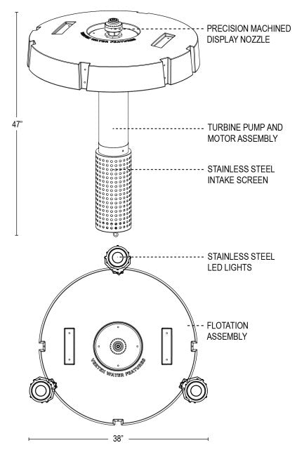 Vertex Vertical FunnelJet Floating Fountain Series - Details