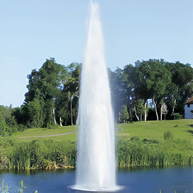 Vertex GeyserJet Floating Fountain Series On Water Close View with Trees at the Background