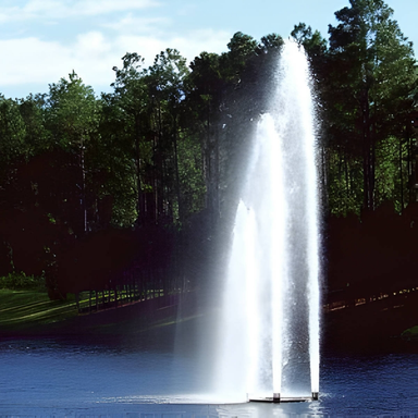 Vertex TriPod Floating Fountain Series On Water Display With Trees at the Background