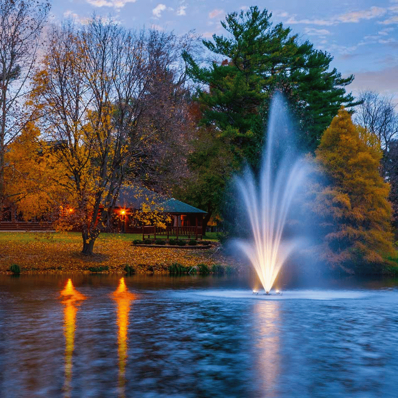 SCOTT AERATOR Amherst Fountain - On Water with Led Light with Beautiful Trees at the Background