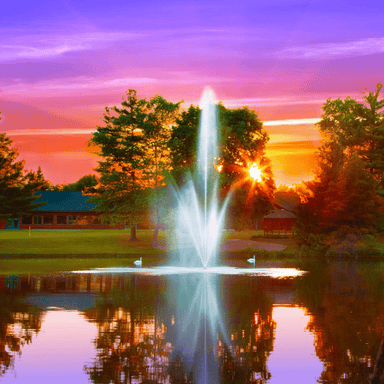 SCOTT AERATOR Atriarch Fountain - On Water Display with Beautiful Sky at the Background