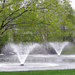 SCOTT AERATOR DA-20 3/4 HP Solar Display Aerator - Two Fountains on Display with Trees at the Background