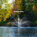 SCOTT AERATOR Great Lakes Fountain - Rosewood Nozzle Showing Spray Pattern on Water with Trees at the Background