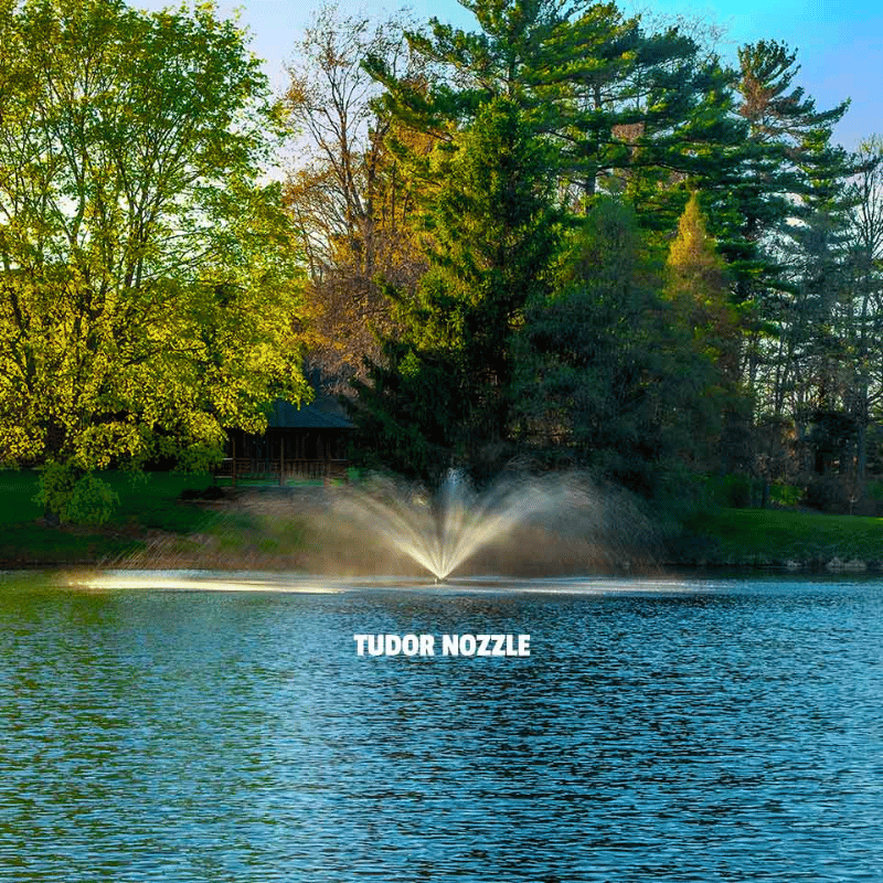 SCOTT AERATOR Great Lakes Fountain - Tudor Nozzle Showing Spray Pattern on Water