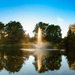SCOTT AERATOR Skyward Fountain - On Water Display with Trees at the Background