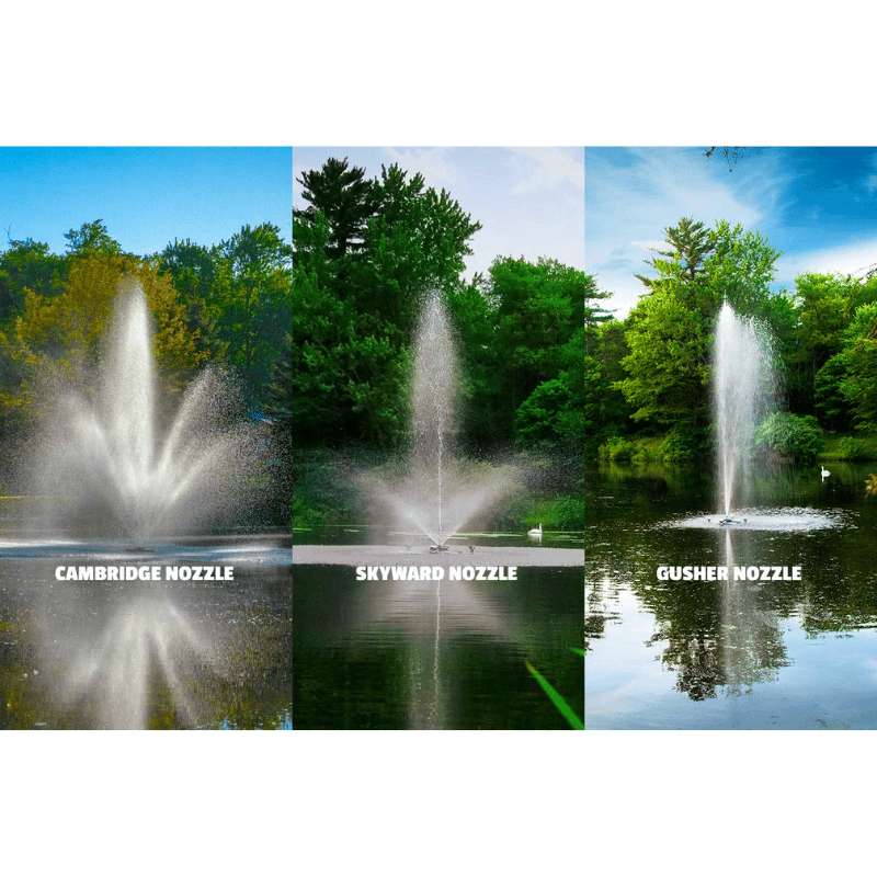 SCOTT AERATOR Triad Fountain - Cambridge, Skyward and Gusher On Water Display